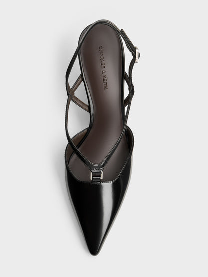 CHARLES & KEITH Latest / V-Strap Slingback Pumps - Black Box