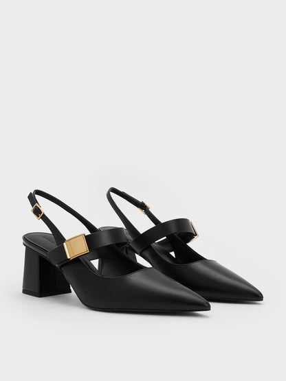 CHARLES & KEITH Exclusive / Yvette Mary Jane Slingback Pumps - Black