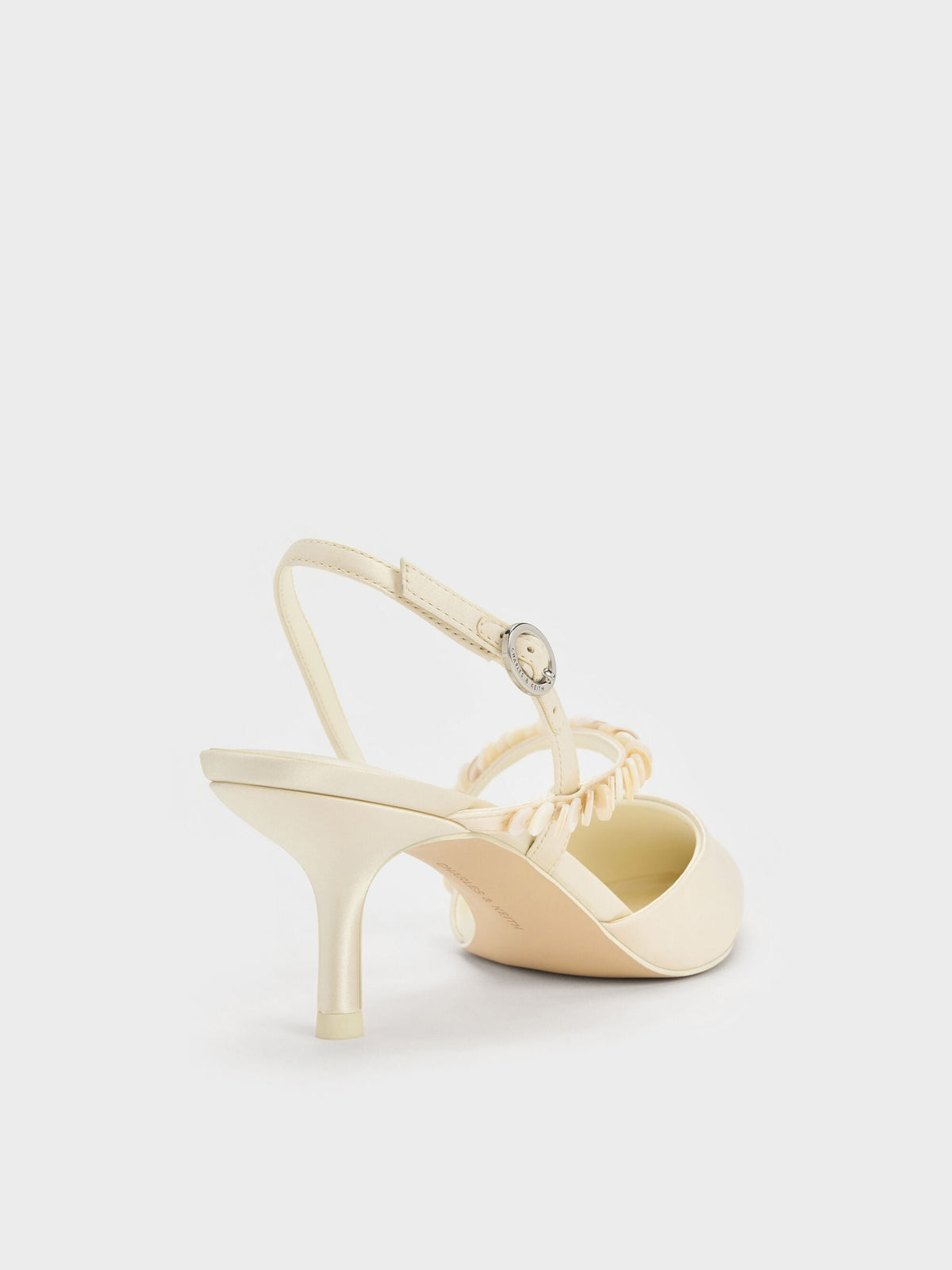 CHARLES & KEITH Top Pick / Briella Sequinned Slingback Pumps - Cream