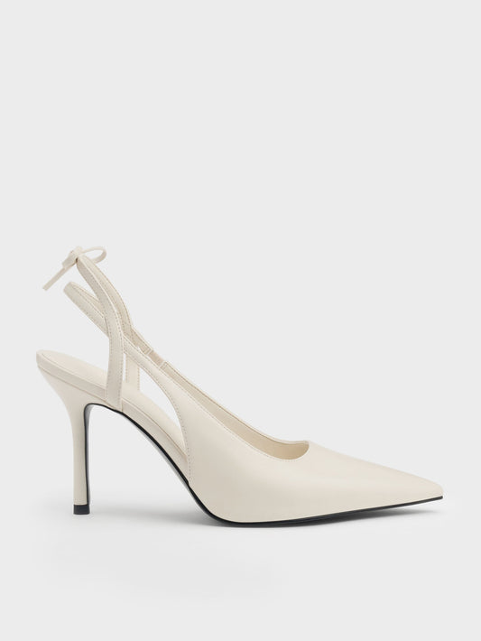 CHARLES & KEITH Value / Back-Bow Slingback Pumps - Chalk