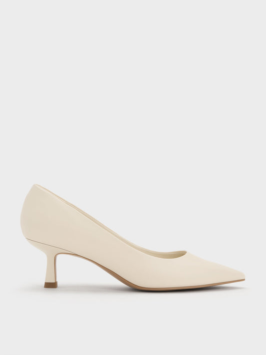 CHARLES & KEITH Deals / Emmy Pointed Kitten Heel Pumps - Chalk