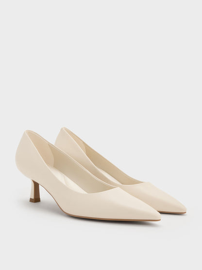 CHARLES & KEITH Deals / Emmy Pointed Kitten Heel Pumps - Chalk