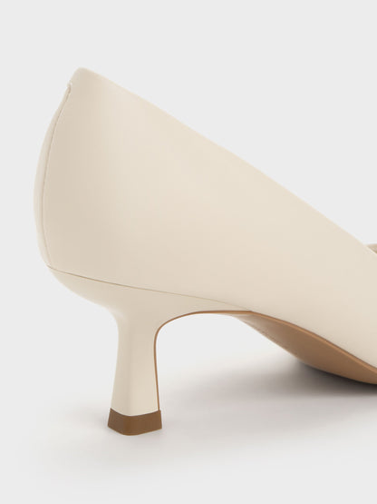CHARLES & KEITH Deals / Emmy Pointed Kitten Heel Pumps - Chalk