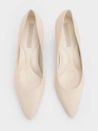 CHARLES & KEITH Deals / Emmy Pointed Kitten Heel Pumps - Chalk