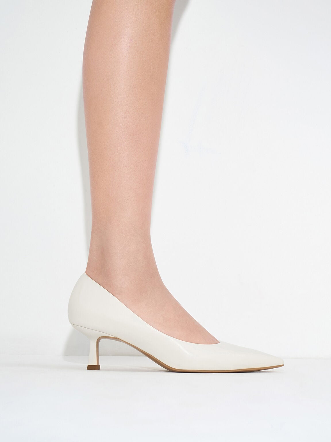 CHARLES & KEITH Deals / Emmy Pointed Kitten Heel Pumps - Chalk