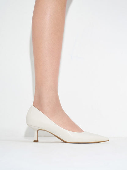 CHARLES & KEITH Deals / Emmy Pointed Kitten Heel Pumps - Chalk