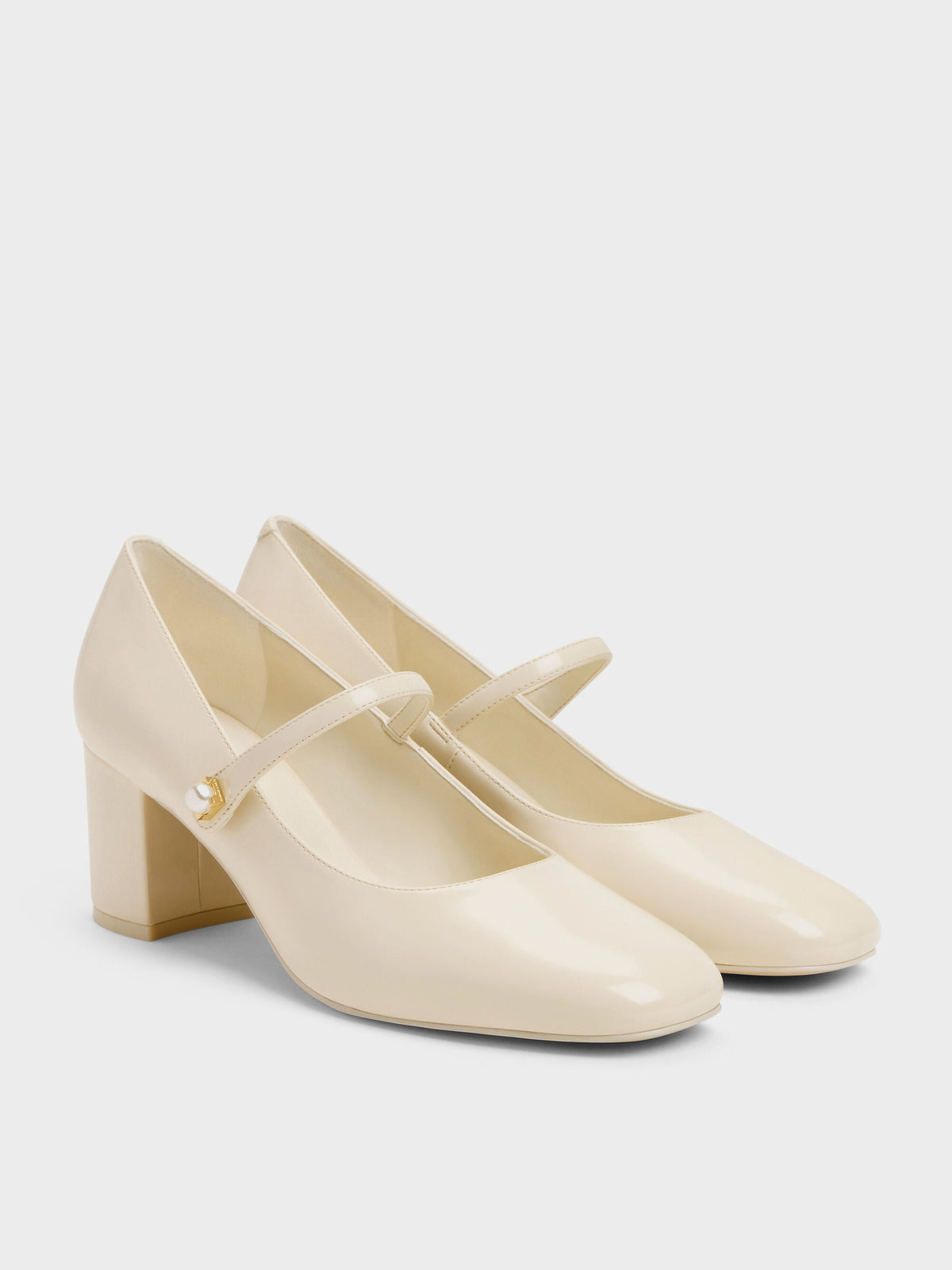 CHARLES & KEITH Discount / Marie Pearl Mary Jane Pumps - Cream