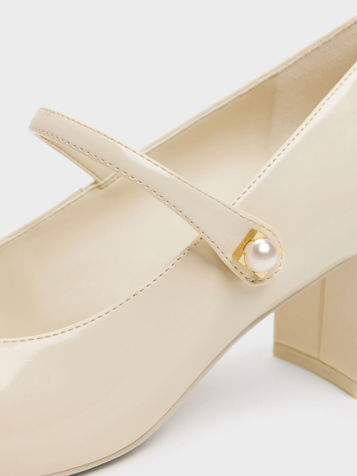 CHARLES & KEITH Discount / Marie Pearl Mary Jane Pumps - Cream