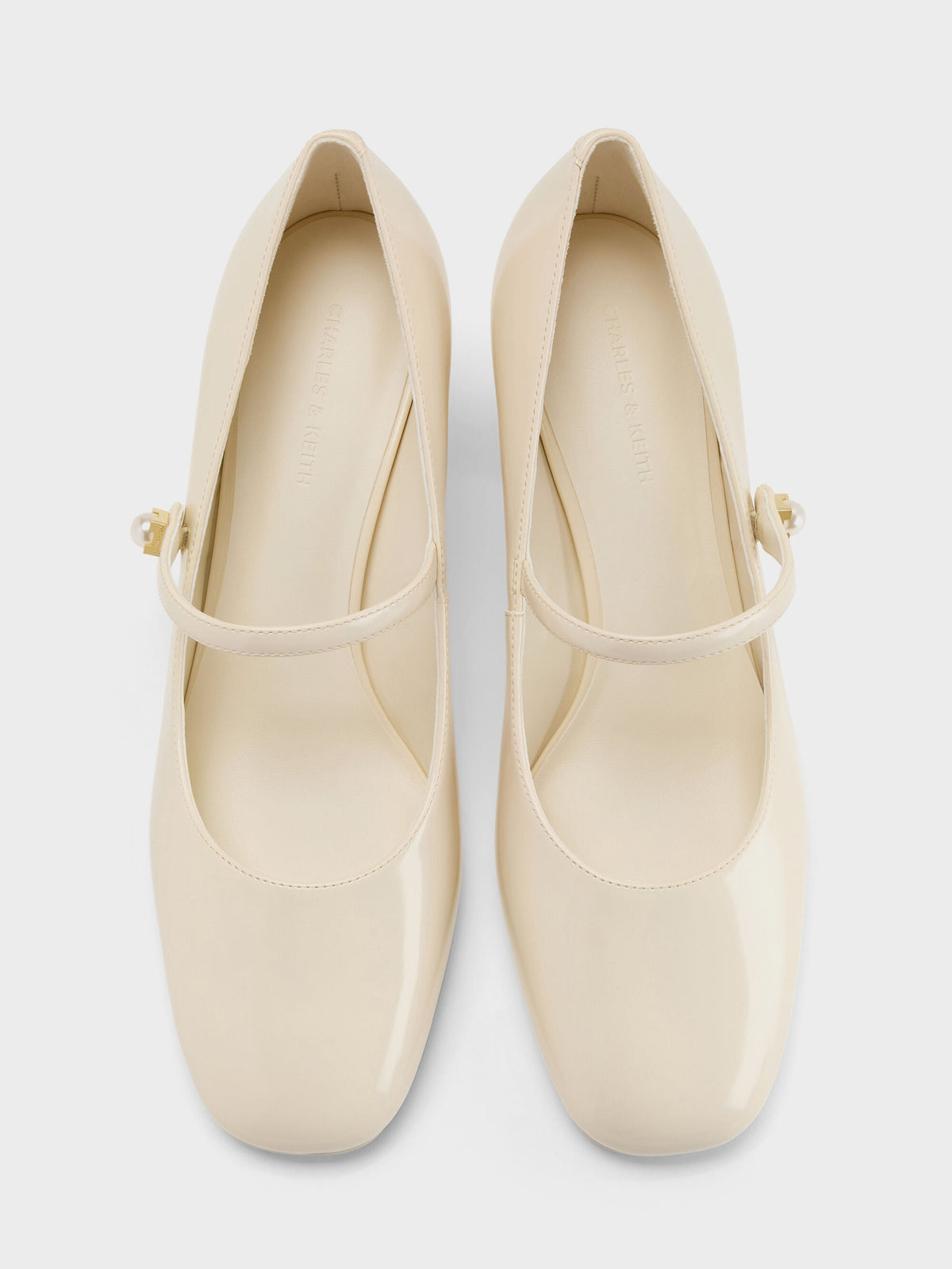 CHARLES & KEITH Discount / Marie Pearl Mary Jane Pumps - Cream