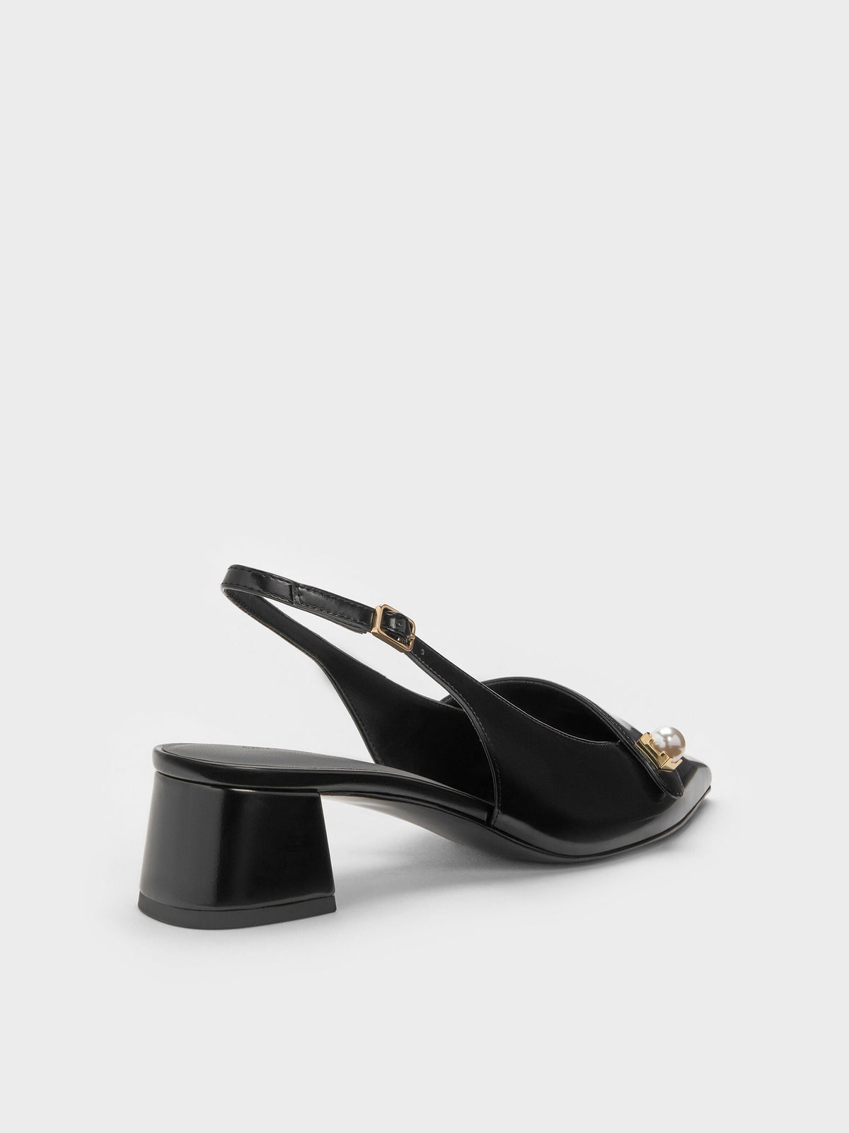 CHARLES & KEITH Discount / Marie Pearl Slingback Pumps - Black Box