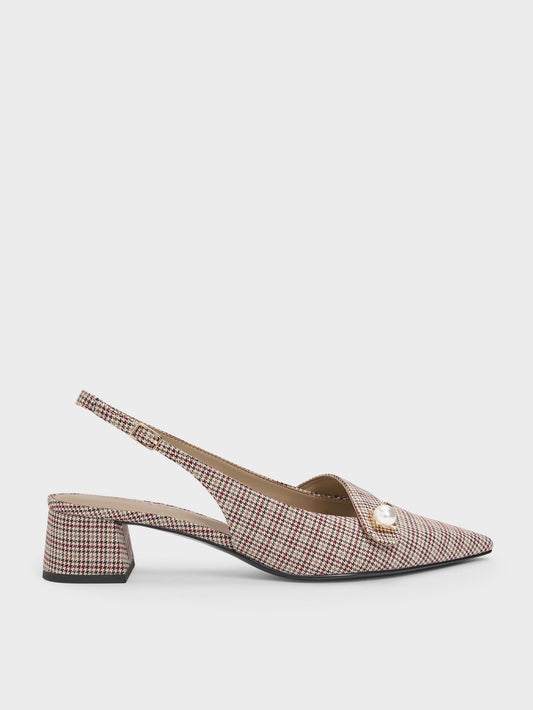 CHARLES & KEITH Best Price / Marie Checkered Pearl Slingback Pumps - Multi