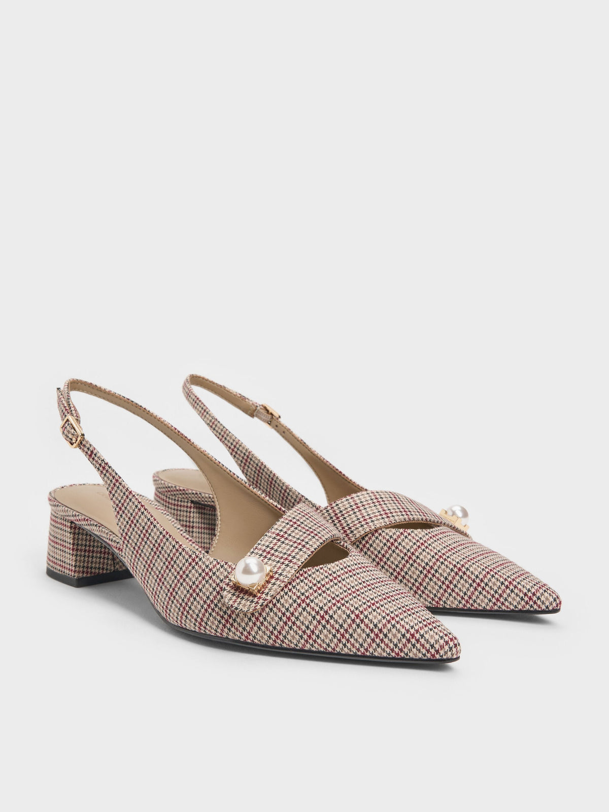CHARLES & KEITH Best Price / Marie Checkered Pearl Slingback Pumps - Multi
