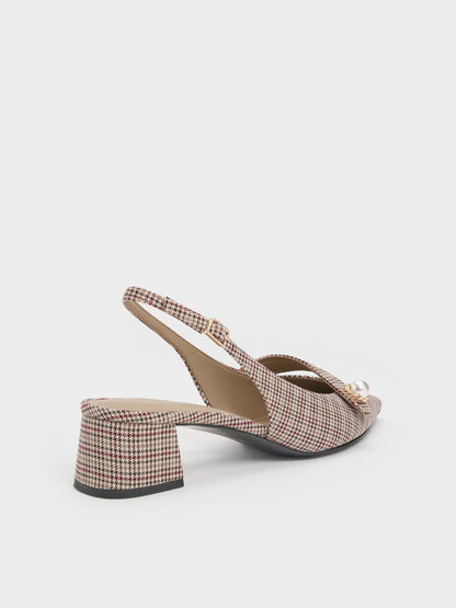 CHARLES & KEITH Best Price / Marie Checkered Pearl Slingback Pumps - Multi