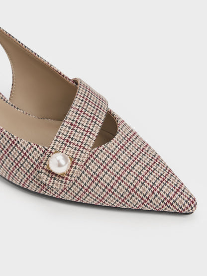 CHARLES & KEITH Best Price / Marie Checkered Pearl Slingback Pumps - Multi