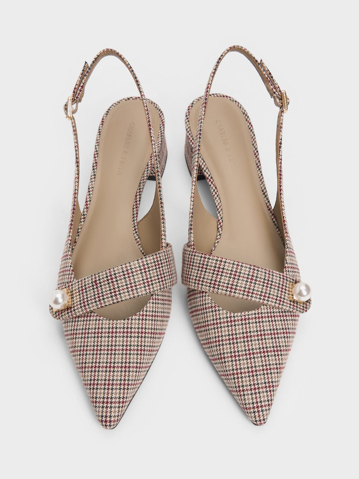 CHARLES & KEITH Best Price / Marie Checkered Pearl Slingback Pumps - Multi