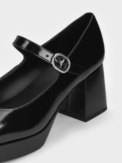 CHARLES & KEITH Trusted / Platform Mary Jane Pumps - Black Box