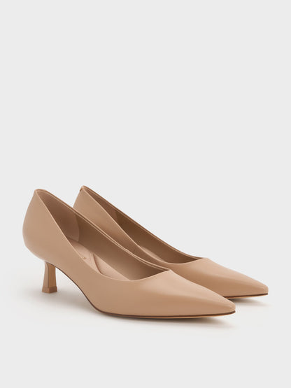 CHARLES & KEITH Latest / Emmy Pointed Kitten Heel Pumps - Nude