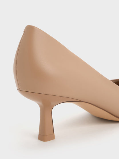 CHARLES & KEITH Latest / Emmy Pointed Kitten Heel Pumps - Nude