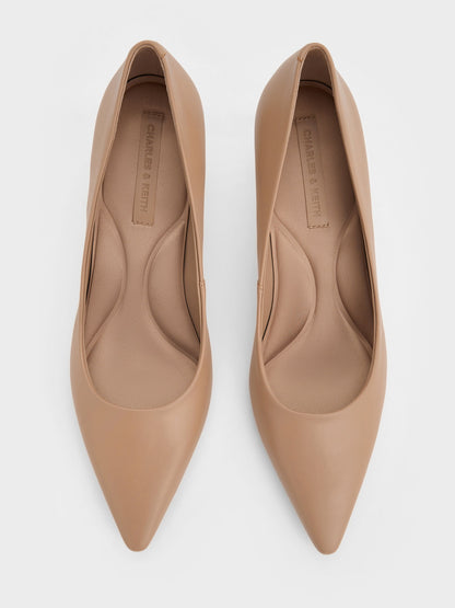 CHARLES & KEITH Latest / Emmy Pointed Kitten Heel Pumps - Nude