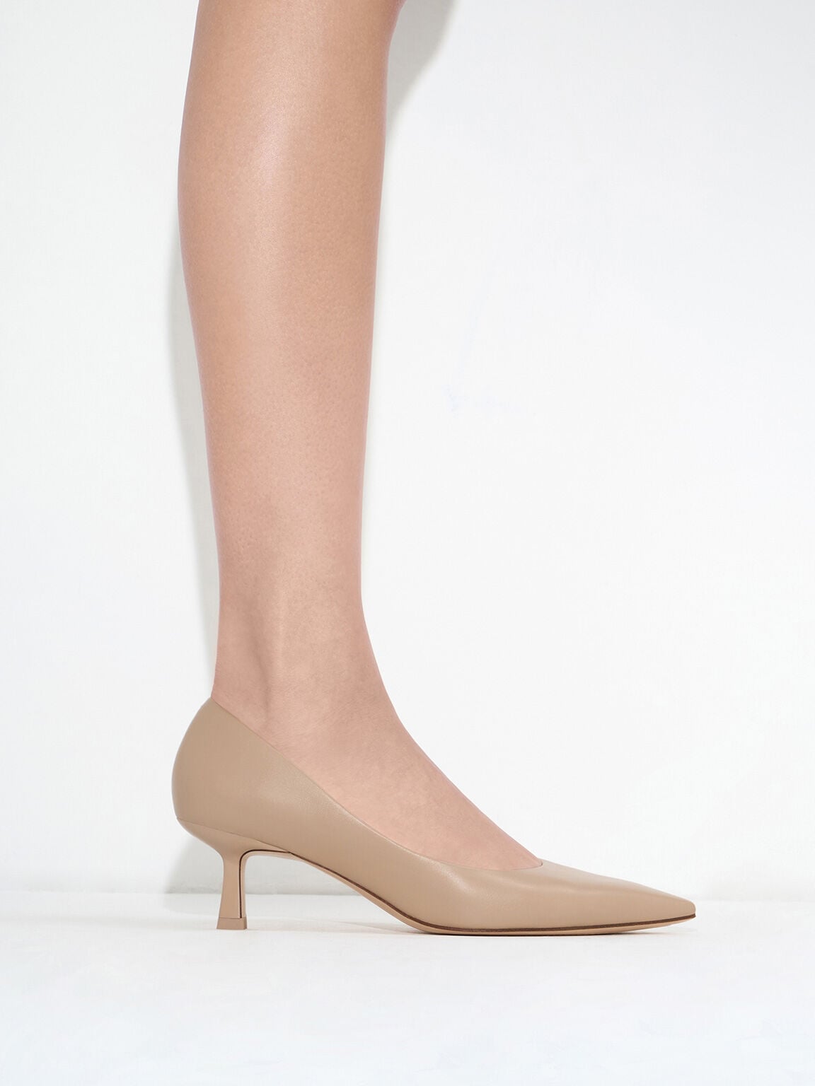 CHARLES & KEITH Latest / Emmy Pointed Kitten Heel Pumps - Nude