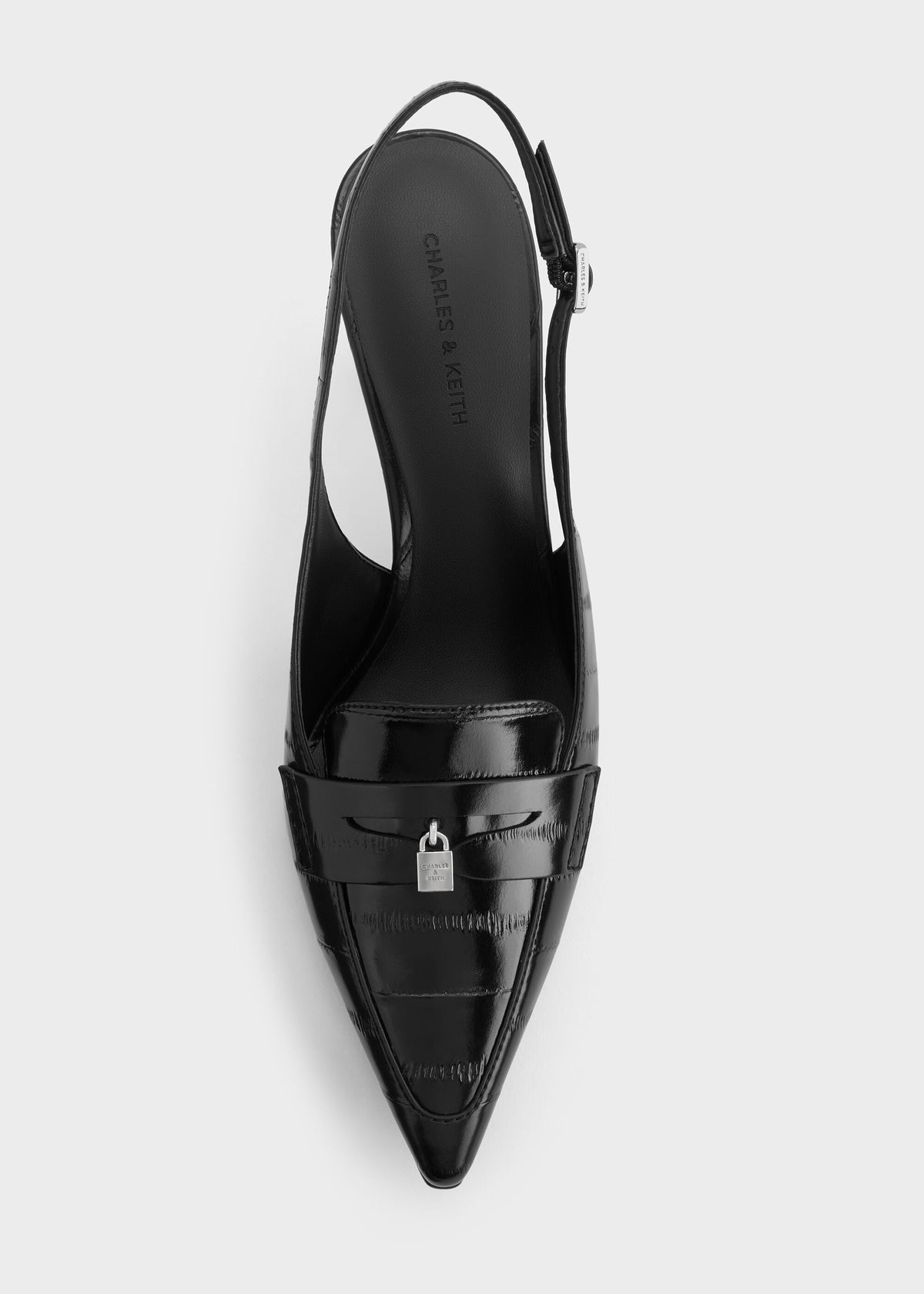 CHARLES & KEITH Premium / Griselda Eel-Effect Slingback Pumps - Animal Print Black