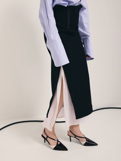 CHARLES & KEITH Everyday / Two-Tone Pointed Slingback Pumps - Black Box