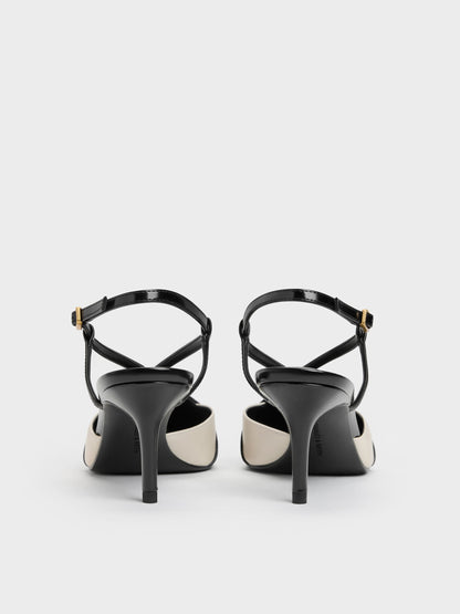 CHARLES & KEITH Everyday / Two-Tone Pointed Slingback Pumps - Black Box
