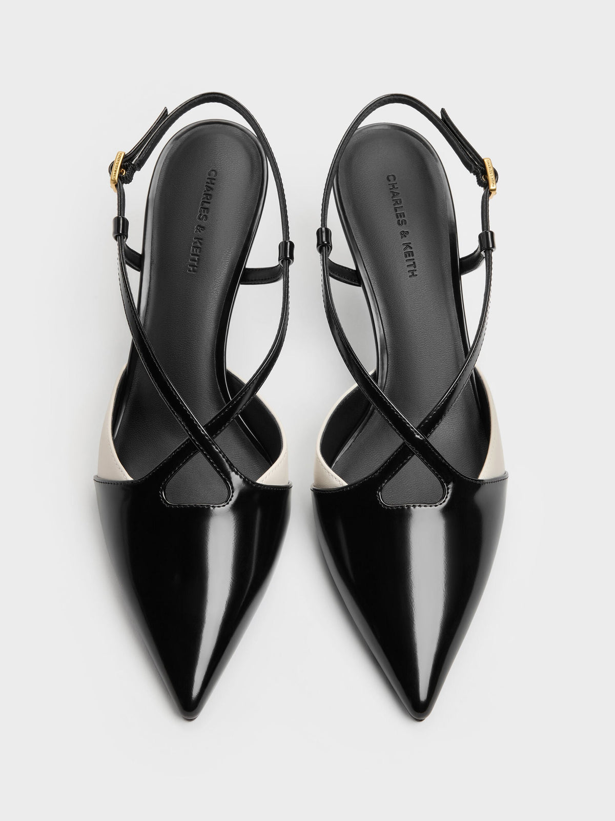 CHARLES & KEITH Everyday / Two-Tone Pointed Slingback Pumps - Black Box