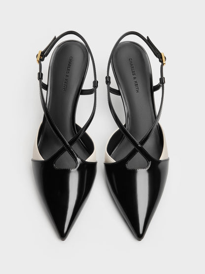 CHARLES & KEITH Everyday / Two-Tone Pointed Slingback Pumps - Black Box