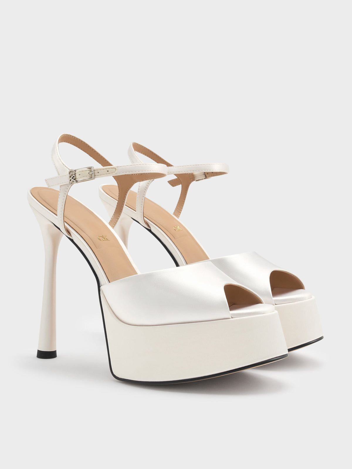 CHARLES & KEITH Signature / Francesca Peep-Toe Platform Heels - White
