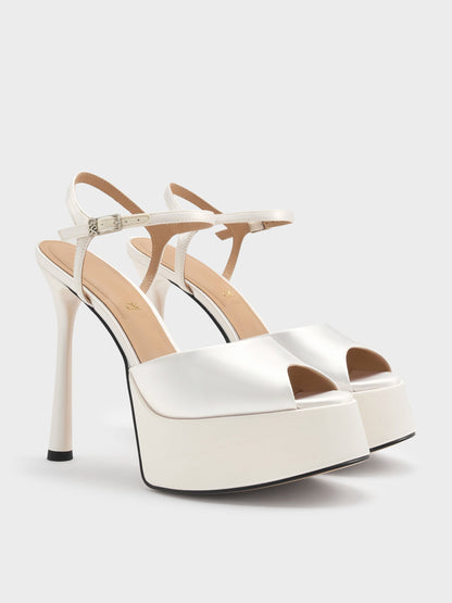 CHARLES & KEITH Signature / Francesca Peep-Toe Platform Heels - White