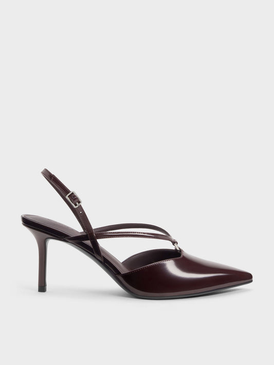 CHARLES & KEITH Featured / V-Strap Slingback Pumps - Burgundy