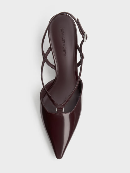CHARLES & KEITH Featured / V-Strap Slingback Pumps - Burgundy