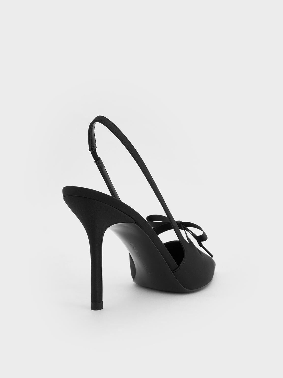 CHARLES & KEITH Best Price / Venetia Satin Bow Pointed Slingback Pumps - Black Textured
