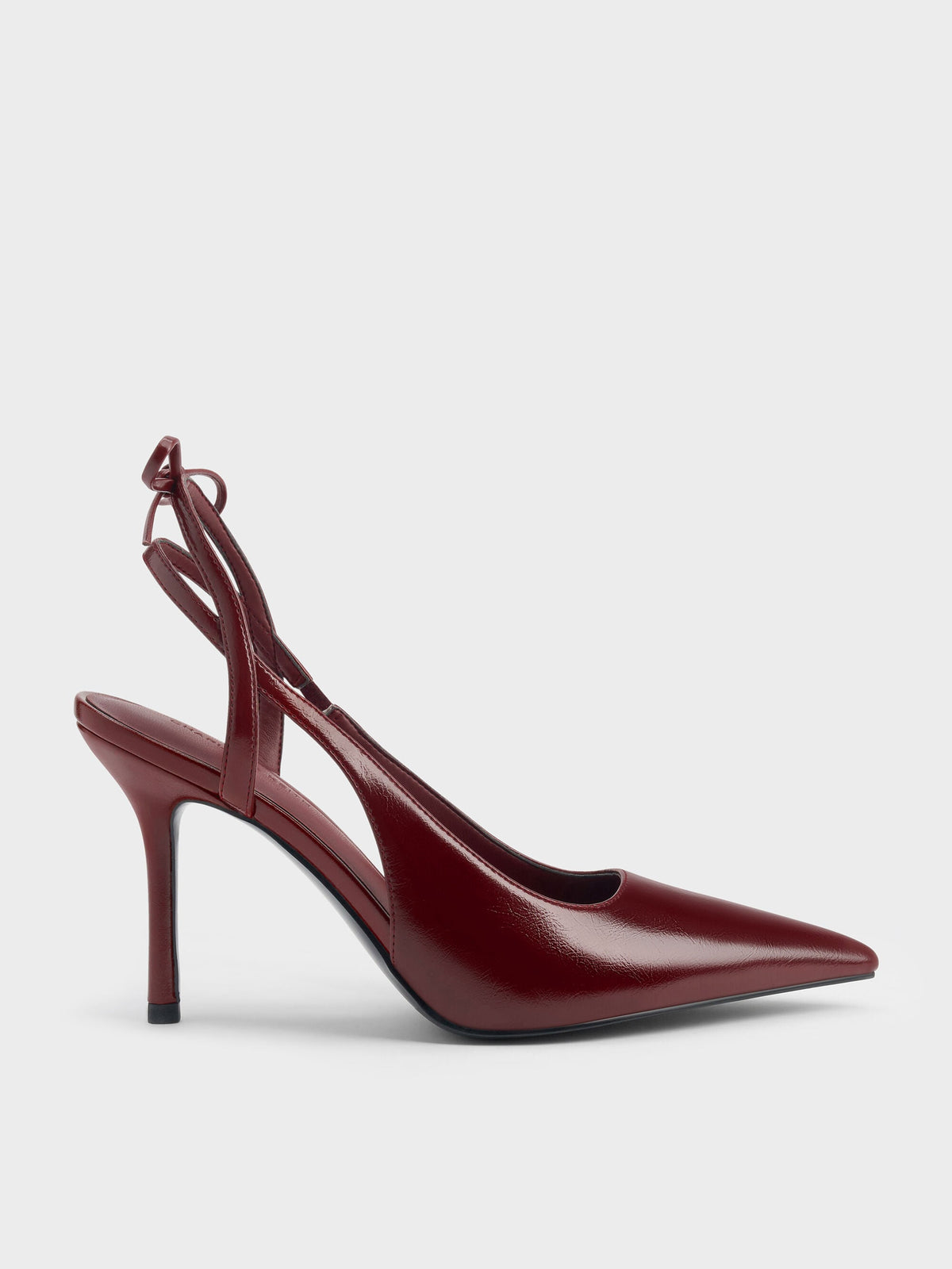 CHARLES & KEITH Hot Sale / Back-Bow Slingback Pumps - Burgundy