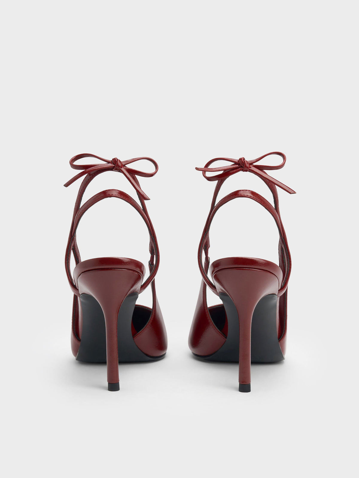 CHARLES & KEITH Hot Sale / Back-Bow Slingback Pumps - Burgundy