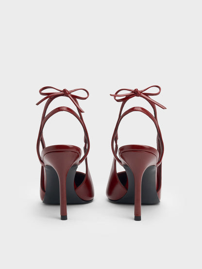 CHARLES & KEITH Hot Sale / Back-Bow Slingback Pumps - Burgundy