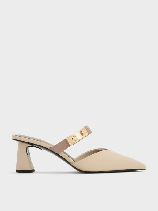 CHARLES & KEITH Discount / Lando Heeled Mules - Chalk