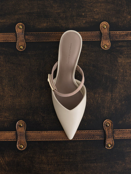 CHARLES & KEITH Discount / Lando Heeled Mules - Chalk