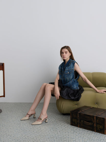 CHARLES & KEITH Discount / Lando Heeled Mules - Chalk