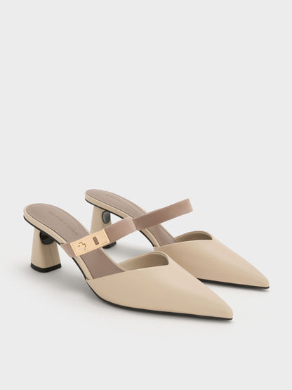 CHARLES & KEITH Discount / Lando Heeled Mules - Chalk