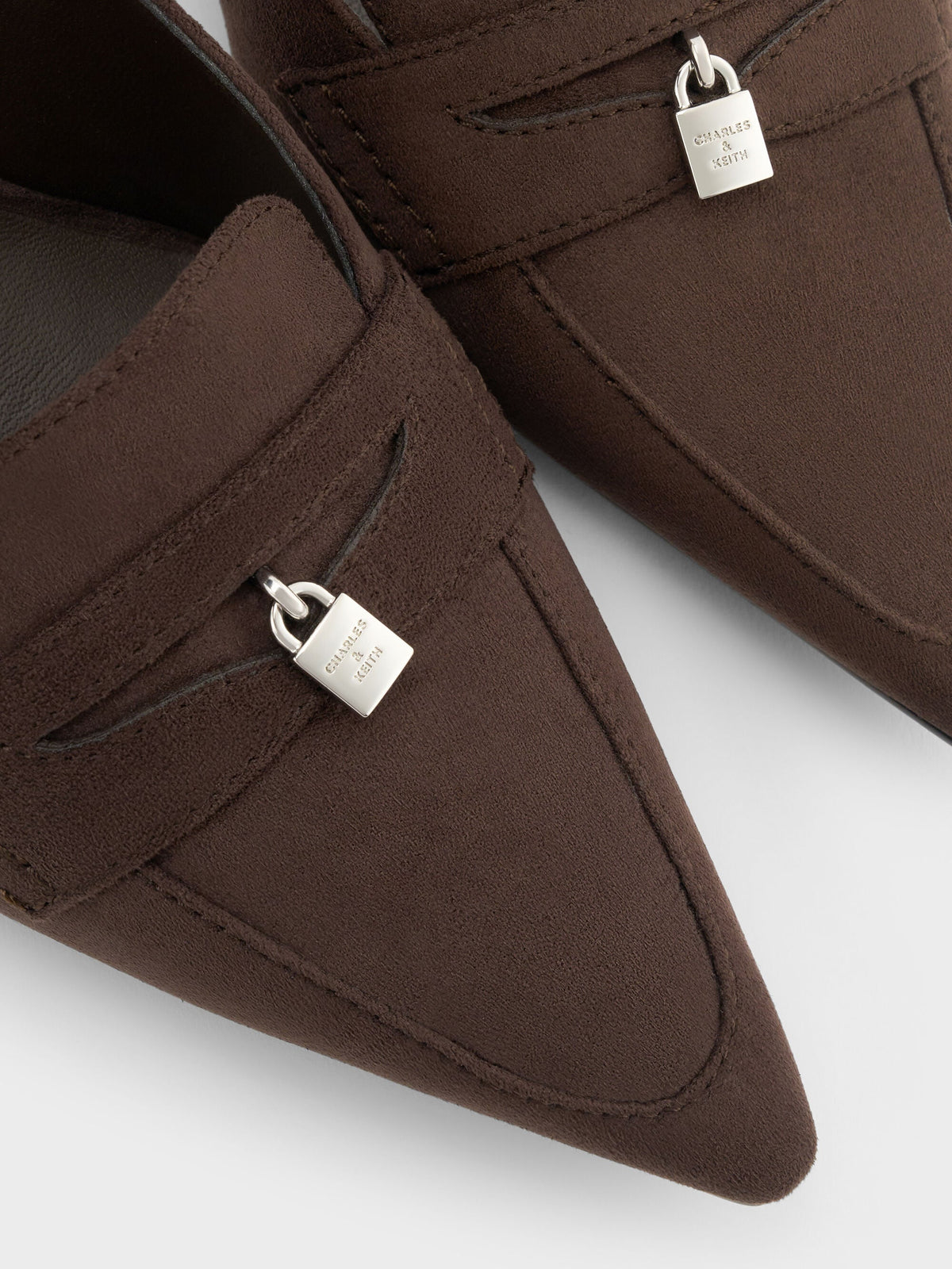 CHARLES & KEITH Trusted / Griselda Faux Suede Slingback Pumps - Dark Brown Textured