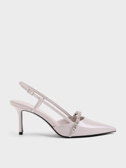 CHARLES & KEITH Sale / Patent Crystal Slingback Pumps - Lilac