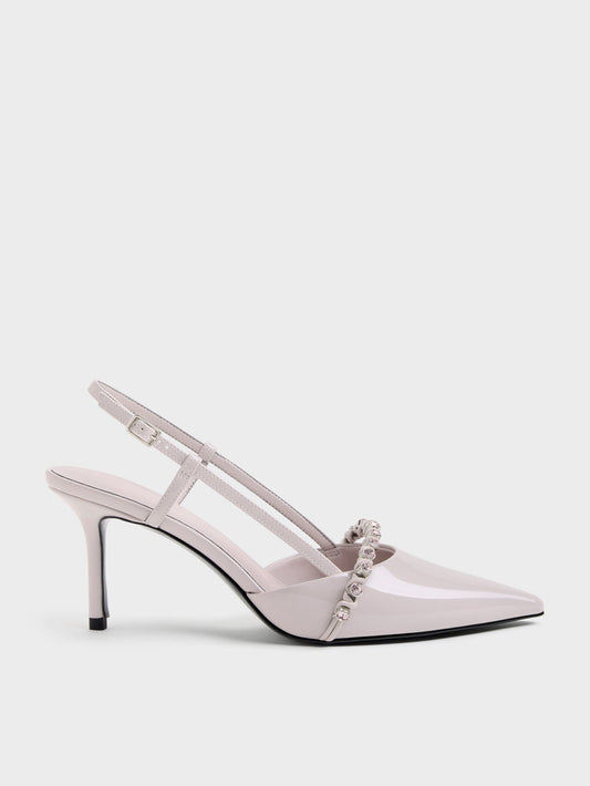 CHARLES & KEITH Sale / Patent Crystal Slingback Pumps - Lilac
