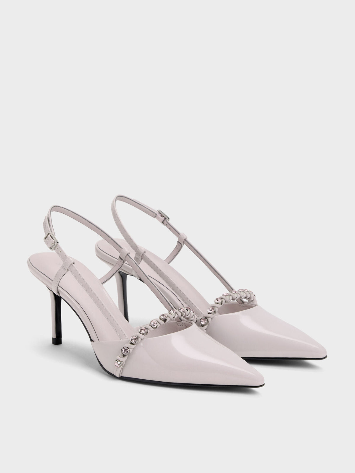 CHARLES & KEITH Sale / Patent Crystal Slingback Pumps - Lilac