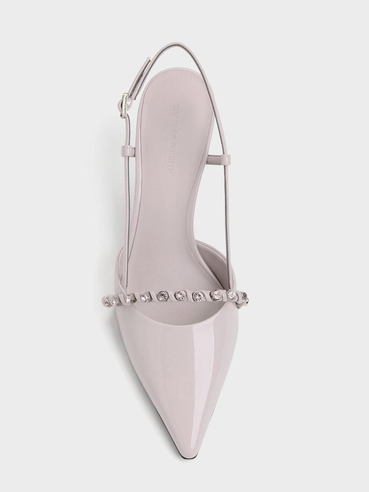CHARLES & KEITH Sale / Patent Crystal Slingback Pumps - Lilac