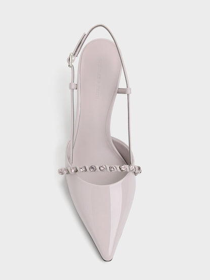 CHARLES & KEITH Sale / Patent Crystal Slingback Pumps - Lilac
