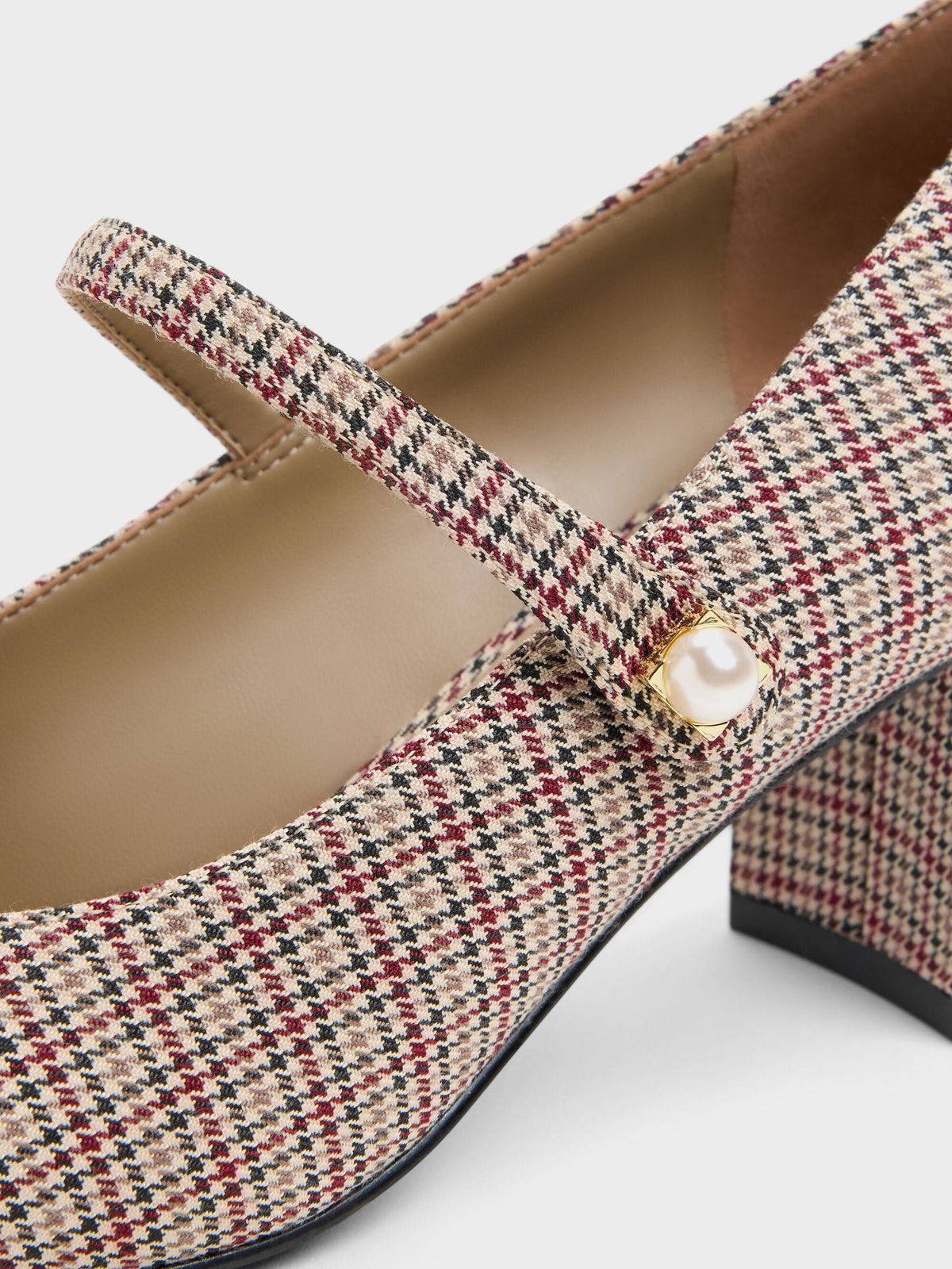 CHARLES & KEITH Popular / Marie Checkered Pearl Mary Jane Pumps - Multi