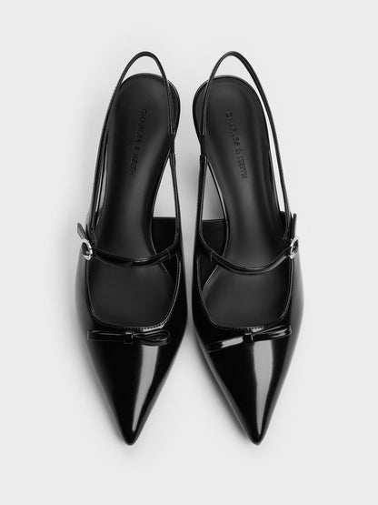 CHARLES & KEITH Essential / Sonali Bow Slingback Pumps - Black Box