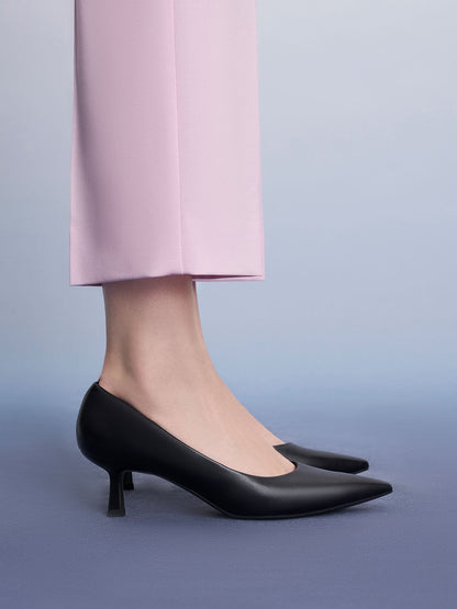 CHARLES & KEITH Premium / Emmy Pointed Kitten Heel Pumps - Black